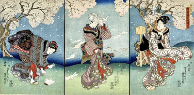 歌川国貞「江戸八景ノ内　隅田つゝみの晴嵐」弘化（１８４４―１８４８）初期・個人蔵