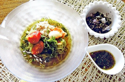 昨年の最優秀賞作品「韓国風なす、きゅうり麺・野菜の皮を使ったしばづけ風あさづけ」