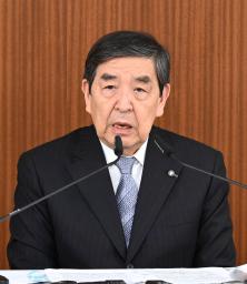 　記者会見する民放連の早河洋会長＝２２日午後、東京都千代田区