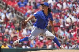 　カージナルス戦で復帰登板を飾ったカブスの今永昇太＝２６日、セントルイス（ＡＰ＝共同）