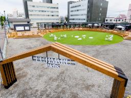 　６日に営業を始める仮設商業施設「藤丸パーク」＝北海道帯広市（藤丸提供）