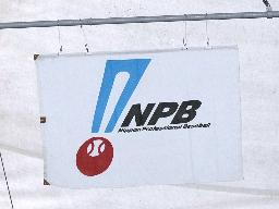 　球場に掲げられている日本野球機構（ＮＰＢ）の旗