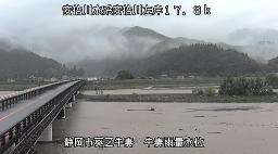 大雨で増水した静岡市の安倍川=15日朝(国交省提供)