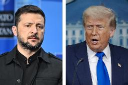 ウクライナのゼレンスキー大統領、トランプ米大統領(いずれもゲッティ=共同)