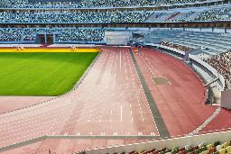 世界陸上東京大会の会場となる国立競技場の陸上トラック(JSC提供)