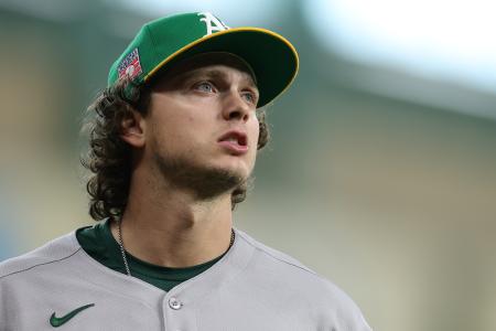 　アスレチックスのカーツ＝２６日、米ヒューストン（ゲッティ＝共同）