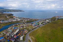 北方領土・択捉島の中心集落=2019年9月(タス=共同)