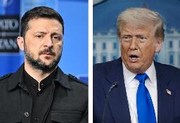 ウクライナのゼレンスキー大統領、トランプ米大統領(いずれもゲッティ=共同)
