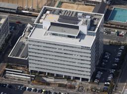 　大阪府守口市役所＝２０２３年２月（共同通信社ヘリから）