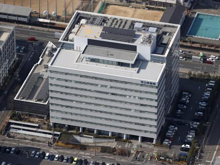 　大阪府守口市役所＝２０２３年２月（共同通信社ヘリから）