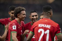ニジェール戦でゴールを喜ぶモロッコの選手ら=ラバト(AP=共同)