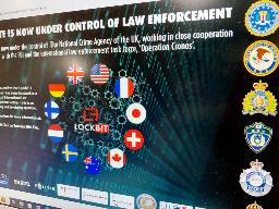 各国の捜査機関により一時、閉鎖に追い込まれたハッカー集団「ロックビット」のウェブサイト画面