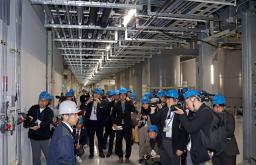 　報道陣に公開されたＴＳＭＣ熊本第１工場の水処理施設＝１２日、熊本県菊陽町