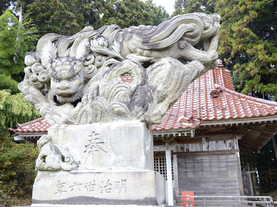 小松寅吉の傑作と呼ばれる、村社鹿島神社（白河市）の飛翔獅子（阿形：あぎょう）
